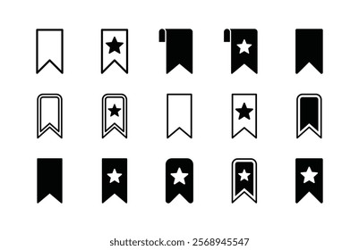 Set of bookmark icons on white background