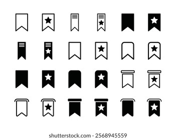 Set of bookmark icons on white background