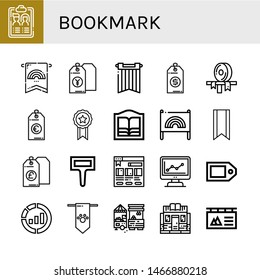 Set of bookmark icons such as Guest list, Banner, Price tag, Ribbon, Bookstore, Bookmark, Label, Marketing, Market , bookmark