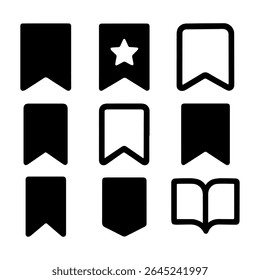 Set of Bookmark Icons with Variations in Shape