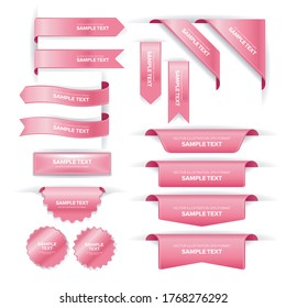 Set von Lesezeichen-Etiketten, Bannern, Bändern, Knöpfen, Aufklebern und Anzeigern am Seitenrand