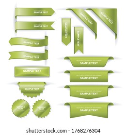 Set of bookmark labels, banners, ribbons, buttons, stickers and indicators placed at the edge of a page