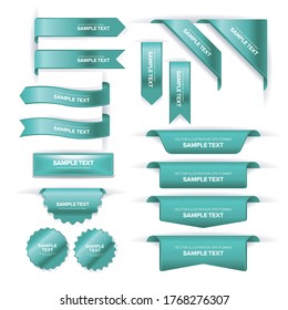 Set of bookmark labels, banners, ribbons, buttons, stickers and indicators placed at the edge of a page