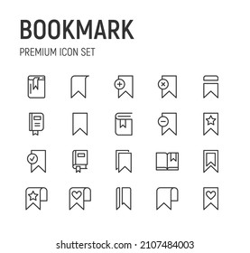 Set of bookmark line icons. Premium pack of signs in trendy style. Pixel perfect objects for UI, apps and web. 