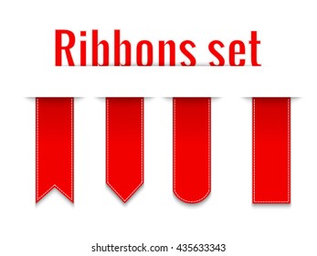 Set of bookmark ribbons, stickers, labels, tags. Vector template for infographics, webdesign element