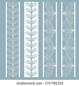 Set of bookmark templates, laser cutting stencil. Panel with a pattern of flowers cut out of paper