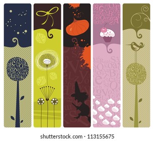 Set of bookmarks or banners backgrounds with various themes