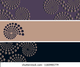 set of bookmarks with dots spirals patterns in dark purple and ivory shades
