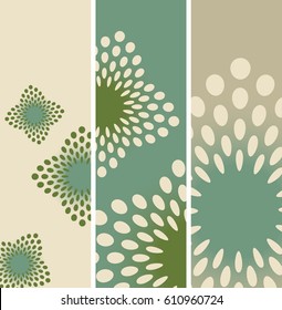a set of bookmarks floral background in green shades