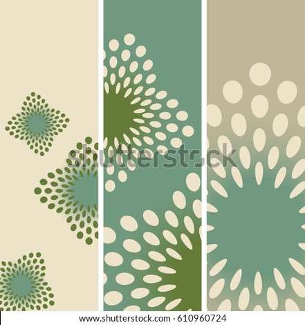 a set of bookmarks floral background in green shades