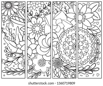 Set Bookmarks Floral Pattern Doodles Design Stock Vector (Royalty Free ...