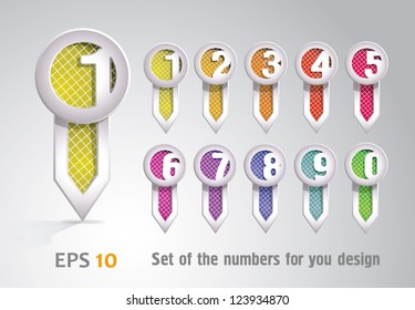 Set of bookmarks with numbers. Eps10 .Image contain transparency and various blending modes