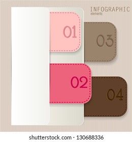 Set of bookmarks, stickers, labels, tags. Numbered banners. Vector template for infographics