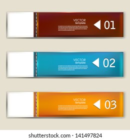 Set of bookmarks, stickers, labels, tags. Numbered banners. Vector template for infographics