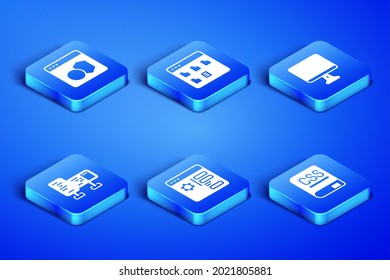 Set Books about programming, Software, Browser setting, Computer monitor screen, files and  icon. Vector