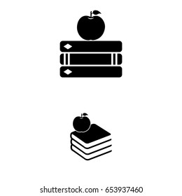 Set of Books with apple vector  icon.