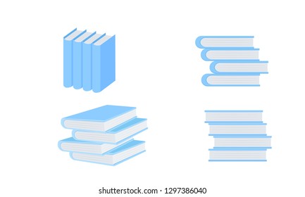 set of books blue tone vector illustration eps10