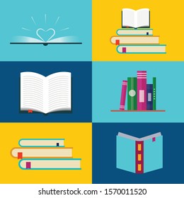 Set Sammlung von Büchern, flaches Design