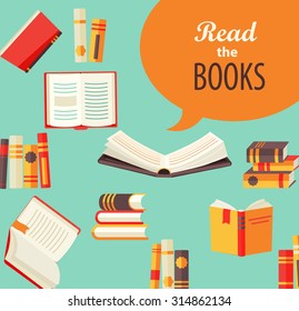 Reading Books Flat Design Stock Vector (Royalty Free) 309628367