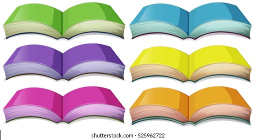 Set of books in different colors illustration
