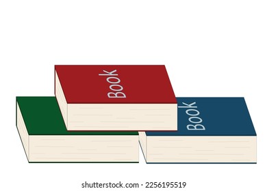 set of books of different colors on a white background vector illustration