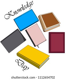 a set of books of different forms for the day of knowledge of education and literacy