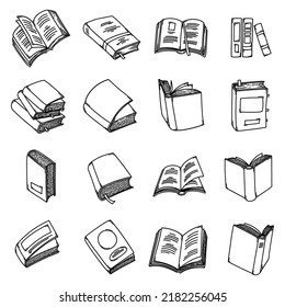 Set of books doodle vector icon. Drawing sketch illustration hand drawn line.