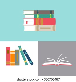 Set of books in flat design