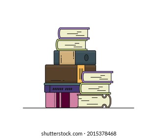 Set of books in flat design style isolated on color background