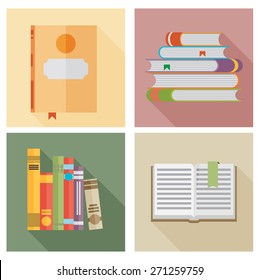 Set of books in flat design style