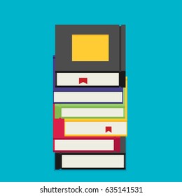 Set of books in flat design style