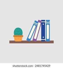 Set of books in flat design, vector illustration. 