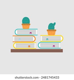 Set of books in flat design, vector illustration. 