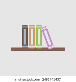 Set of books in flat design, vector illustration. 
