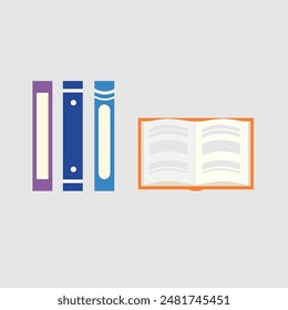 Set of books in flat design, vector illustration. 