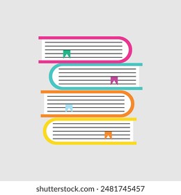 Set of books in flat design, vector illustration. 