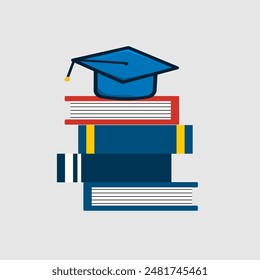 Set of books in flat design, vector illustration. 