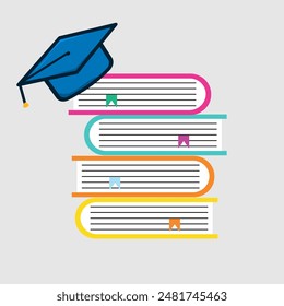 Set of books in flat design, vector illustration. 