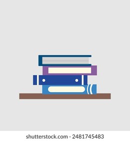 Set of books in flat design, vector illustration. 