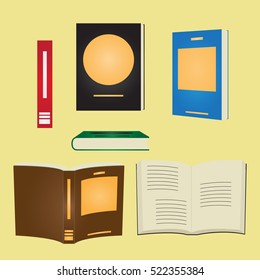 Set of Books Flat Design.Vector Illustration.