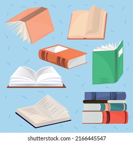 set of books flat style