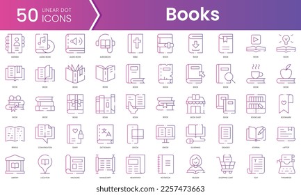 Set of books icons. Gradient style icon bundle. Vector Illustration