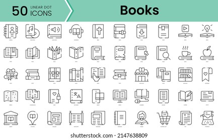 Set of books icons. Line art style icons bundle. vector illustration