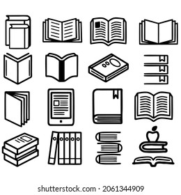 Set of books icons. Vector illustration thin line style. Suitable for logo, school or office icon, clip art, and creative design