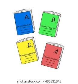 Set of books with letters.Flat design