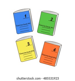 Set of books with numbers in flat style