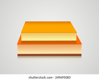 Set of books on grey background.