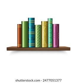 A set of books on a shelf. Vector illustration