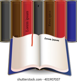 Set of books on a white background