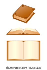 Set von Büchern auf weißem Hintergrund.